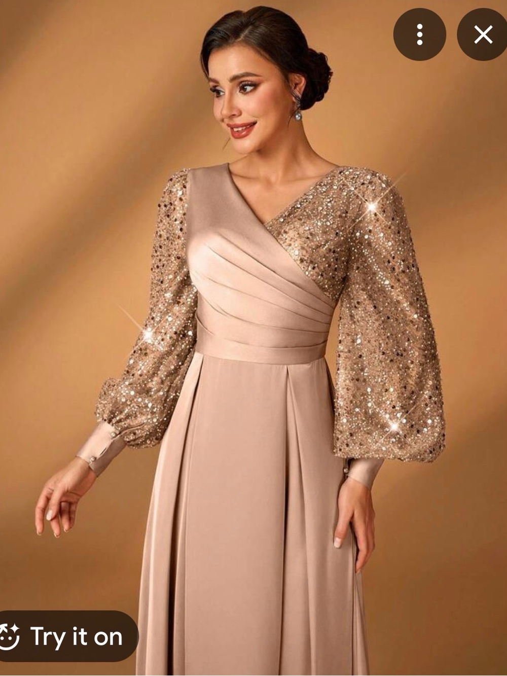 Blush Sequin Sleeve Maxi Dress